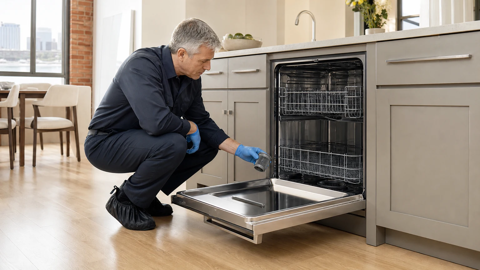 Panel-ready dishwasher diagnostic visit in Williamsburg